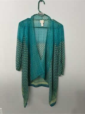 Women’s Chico’s Teal Lightweight Open Front Cardigan Size 0 (Small)